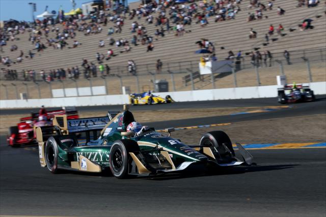 Josef Newgarden leads a group through the Turn 9-9A Esses during the GoPro Grand Prix of Sonoma -- Photo by: Joe Skibinski