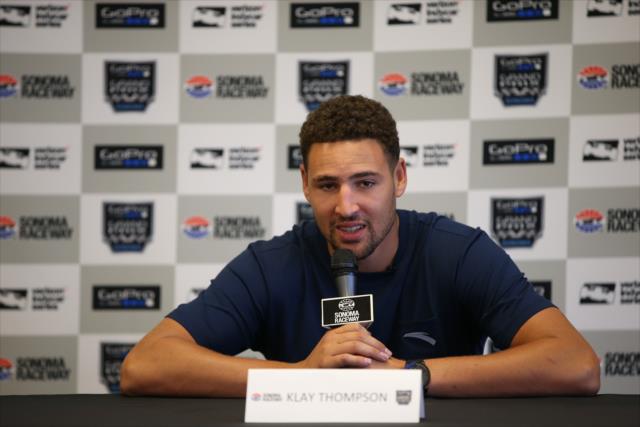 Golden State Warriors Klay Thompson in interviewed at Sonoma Raceway -- Photo by: Chris Jones