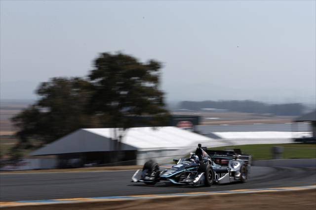 Josef Newgarden streaks out of Turn 2 during the final warmup for the GoPro Grand Prix of Sonoma at Sonoma Raceway -- Photo by: Joe Skibinski