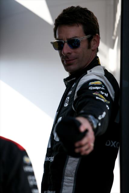 Simon Pagenaud waits backstage during pre-race introductions for the GoPro Grand Prix of Sonoma at Sonoma Raceway -- Photo by: Joe Skibinski