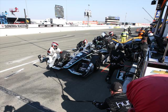 Josef Newgarden comes in for tires and fuel on pit lane during the GoPro Grand Prix of Sonoma at Sonoma Raceway -- Photo by: Joe Skibinski