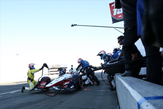 Graham Rahal comes in for tires and fuel on pit lane during the GoPro Grand Prix of Sonoma at Sonoma Raceway -- Photo by: Joe Skibinski