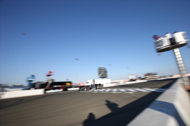 Josef Newgarden streaks across the start/finish line during the GoPro Grand Prix of Sonoma at Sonoma Raceway -- Photo by: Joe Skibinski