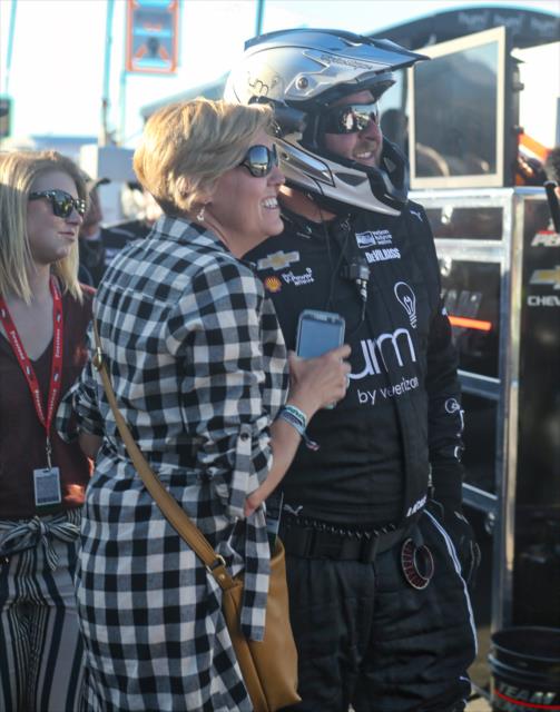 Members of Josef Newgarden's family watch the final laps from his pit stand during the GoPro Grand Prix of Sonoma -- Photo by: Richard Dowdy