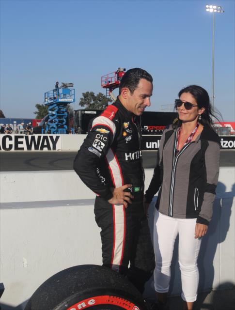 Helio Castroneves and his girlfriend, Adrianna, along pit lane following the GoPro Grand Prix of Sonoma -- Photo by: Richard Dowdy