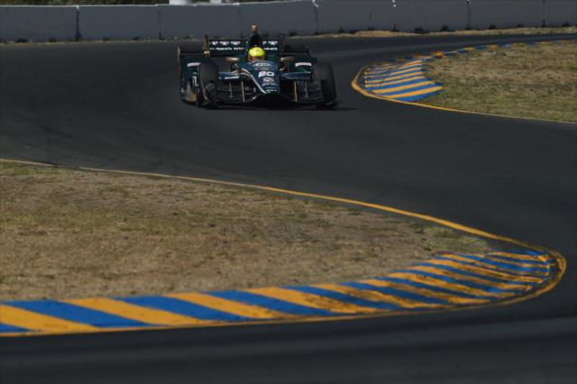 Spencer Pigot rolls through the Turns 8-8A backstretch esses during the GoPro Grand Prix of Sonoma at Sonoma Raceway -- Photo by: Chris Owens