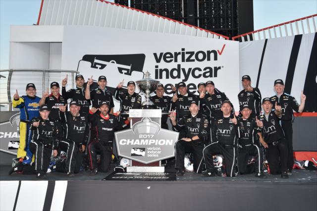 Josef Newgarden and Team Penske celebrate winning the 2017 Verizon IndyCar Series Championship -- Photo by: Chris Owens