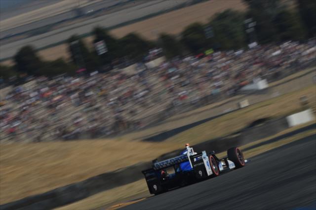 Scott Dixon races down the backstretch esses during the GoPro Grand Prix of Sonoma at Sonoma Raceway -- Photo by: Chris Owens