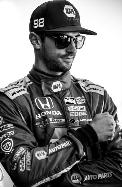 Alexander Rossi relaxes backstage during pre-race festivities for the GoPro Grand Prix of Sonoma at Sonoma Raceway -- Photo by: Shawn Gritzmacher