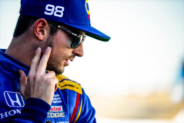 Alexander Rossi backstage during pre-race introductions for the GoPro Grand Prix of Sonoma at Sonoma Raceway -- Photo by: Shawn Gritzmacher