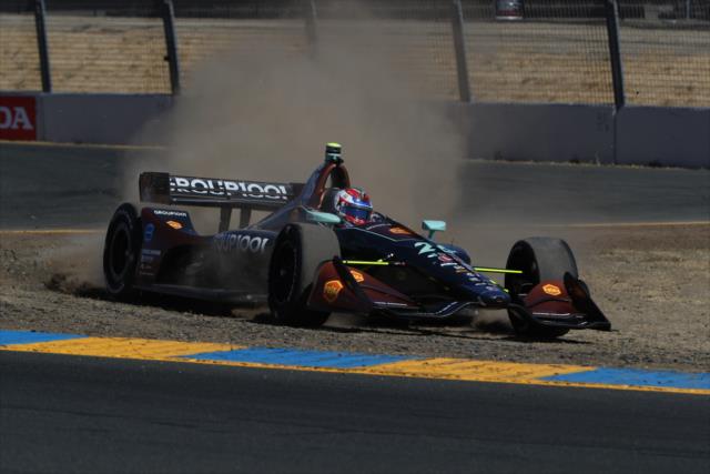Zach Veach cuts the corner through the Turns 9-9A Esses section during practice for the INDYCAR Grand Prix of Sonoma at Sonoma Raceway -- Photo by: Chris Jones
