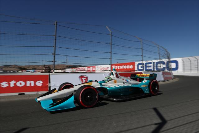 Patricio O'Ward pulls onto pit lane following qualifications for the INDYCAR Grand Prix of Sonoma at Sonoma Raceway -- Photo by: Chris Jones