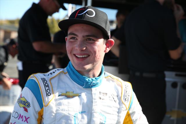 Patricio O'Ward all smiles after qualifications for the INDYCAR Grand Prix of Sonoma at Sonoma Raceway -- Photo by: Chris Jones