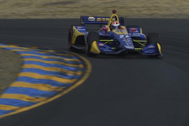 Alexander Rossi hammers into Turn 2 during practice for the INDYCAR Grand Prix of Sonoma at Sonoma Raceway -- Photo by: Chris Owens