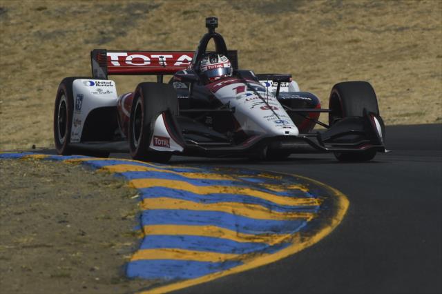 Graham Rahal hammers into Turn 2 during practice for the INDYCAR Grand Prix of Sonoma at Sonoma Raceway -- Photo by: Chris Owens