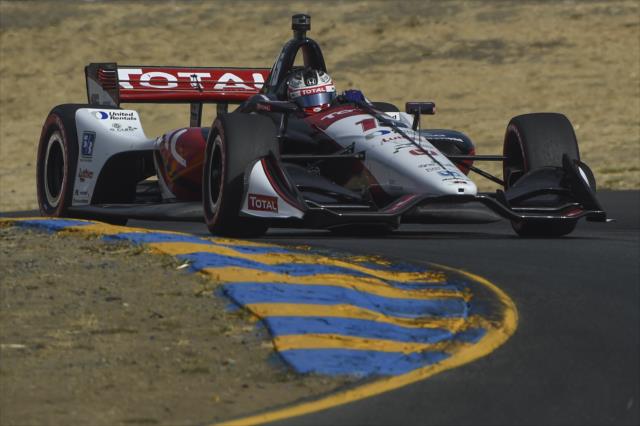 Graham Rahal hammers into Turn 2 during practice for the INDYCAR Grand Prix of Sonoma at Sonoma Raceway -- Photo by: Chris Owens
