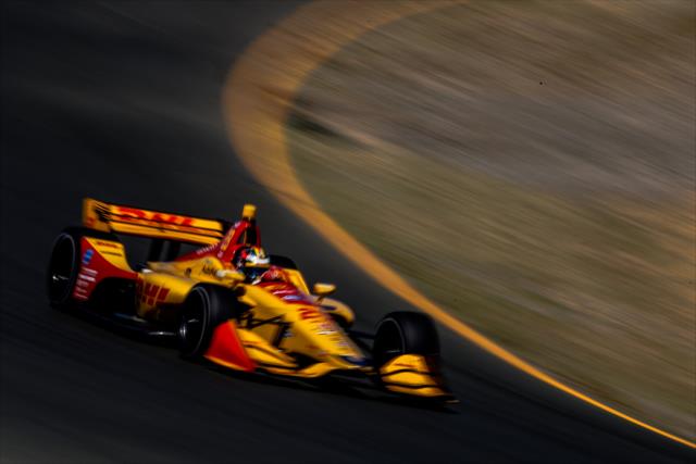Ryan Hunter-Reay dives into the Turn 6 Carousel turn during practice for the INDYCAR Grand Prix of Sonoma at Sonoma Raceway -- Photo by: Joe Skibinski