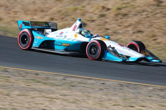 Patricio O'Ward races into the Turn 6 Carousel turn during qualifications for the INDYCAR Grand Prix of Sonoma at Sonoma Raceway -- Photo by: Richard Dowdy