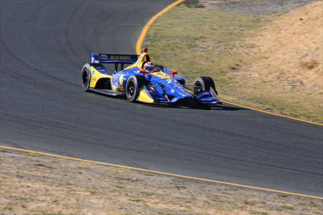 Alexander Rossi races into the Turn 6 Carousel turn during qualifications for the INDYCAR Grand Prix of Sonoma at Sonoma Raceway -- Photo by: Richard Dowdy