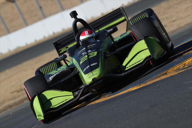 Charlie Kimball sails through the Turn 9-9A esses section during qualifications for the INDYCAR Grand Prix of Sonoma at Sonoma Raceway -- Photo by: Shawn Gritzmacher