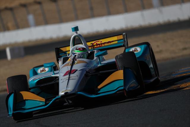 Patricio O'Ward sails through the Turn 9-9A Esses section during qualifications for the INDYCAR Grand Prix of Sonoma at Sonoma Raceway -- Photo by: Shawn Gritzmacher