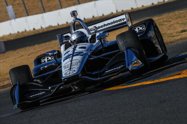Simon Pagenaud sails through the Turn 9-9A Esses section during qualifications for the INDYCAR Grand Prix of Sonoma at Sonoma Raceway -- Photo by: Shawn Gritzmacher