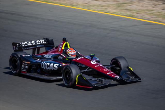 Carlos Munoz soars up the hill toward Turn 2 during practice for the INDYCAR Grand Prix of Sonoma at Sonoma Raceway -- Photo by: Stephen King