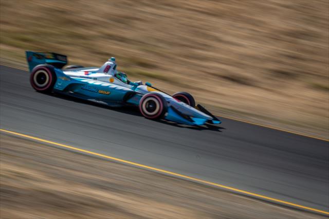 Patricio O'Ward races through the Turn 6 Carousel turn during qualifications for the INDYCAR Grand Prix of Sonoma at Sonoma Raceway -- Photo by: Stephen King