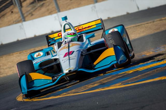 Patricio O'Ward sails through the Turn 9-9A Esses section during qualifications for the INDYCAR Grand Prix of Sonoma at Sonoma Raceway -- Photo by: Stephen King
