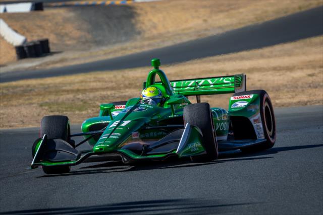 Spencer Pigot exits the Turn 9-9A Esses section during qualifications for the INDYCAR Grand Prix of Sonoma at Sonoma Raceway -- Photo by: Stephen King