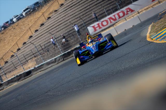 Alexander Rossi sails down the backstretch esses during qualifications for the INDYCAR Grand Prix of Sonoma at Sonoma Raceway -- Photo by: Stephen King