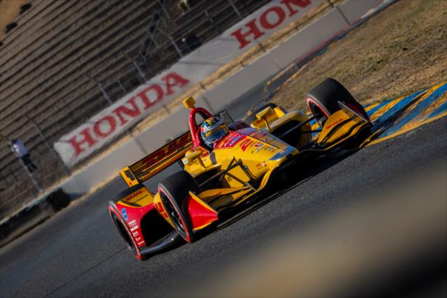 Ryan Hunter-Reay races down the backstretch esses during qualifications for the INDYCAR Grand Prix of Sonoma at Sonoma Raceway -- Photo by: Stephen King