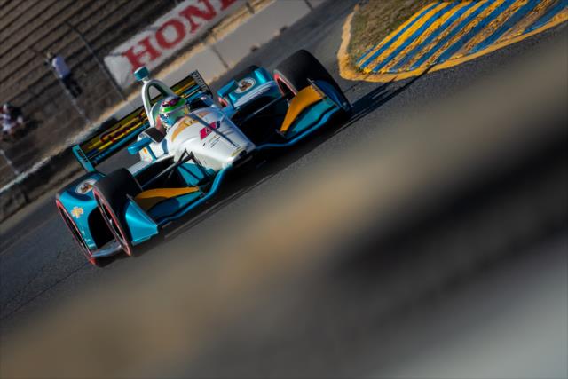 Patricio O'Ward races down the backstretch esses during qualifications for the INDYCAR Grand Prix of Sonoma at Sonoma Raceway -- Photo by: Stephen King