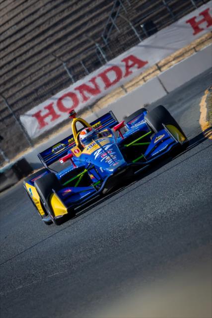 Alexander Rossi races down the backstretch esses during qualifications for the INDYCAR Grand Prix of Sonoma at Sonoma Raceway -- Photo by: Stephen King