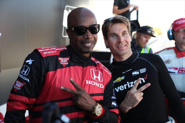 Will Power and MC Hammer backstage during pre-race festivities prior to the INDYCAR Grand Prix of Sonoma at Sonoma Raceway -- Photo by: Chris Jones