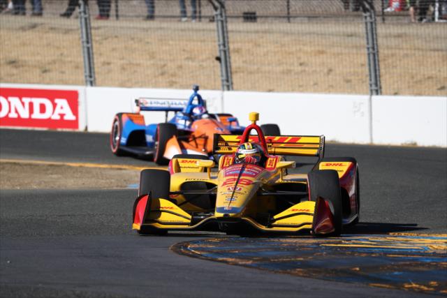 Ryan Hunter-Reay and Scott Dixon navigate the Turns 9-9A Esses section during the INDYCAR Grand Prix of Sonoma at Sonoma Raceway -- Photo by: Chris Jones