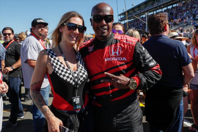MC Hammer with a fan on pit lane during pre-race festivities for the INDYCAR Grand Prix of Sonoma at Sonoma Raceway -- Photo by: Joe Skibinski