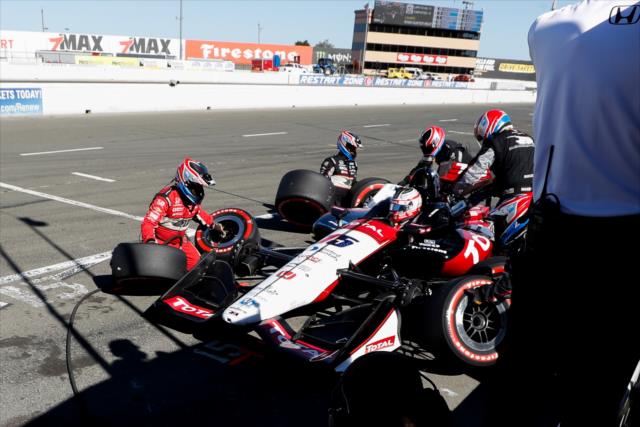 Graham Rahal comes in for tires and fuel on pit lane during the INDYCAR Grand Prix of Sonoma at Sonoma Raceway -- Photo by: Joe Skibinski