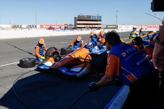 Scott Dixon comes in for tires and fuel on pit lane during the INDYCAR Grand Prix of Sonoma at Sonoma Raceway -- Photo by: Joe Skibinski