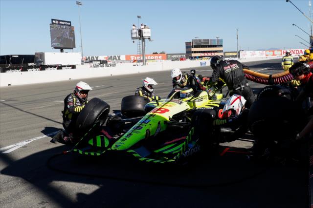 Sebastien Bourdais comes in for tires and fuel on pit lane during the INDYCAR Grand Prix of Sonoma at Sonoma Raceway -- Photo by: Joe Skibinski