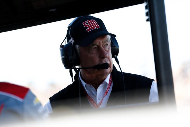 Team owner Roger Penske watches track activity from his pit stand during the INDYCAR Grand Prix of Sonoma at Sonoma Raceway -- Photo by: Joe Skibinski