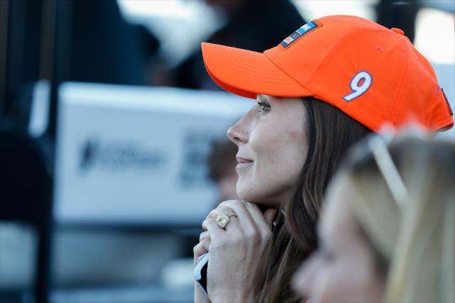 Emma Dixon watches the action from the Chip Ganassi Racing pit stand during the INDYCAR Grand Prix of Sonoma at Sonoma Raceway -- Photo by: Joe Skibinski
