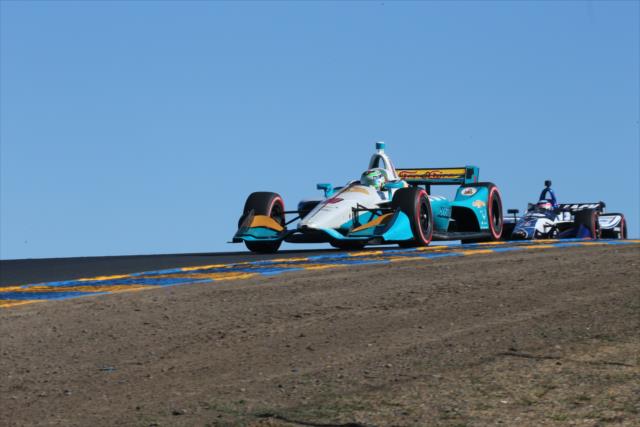 Patricio O'Ward crests the hill over Turn 3 during the INDYCAR Grand Prix of Sonoma at Sonoma Raceway -- Photo by: Richard Dowdy