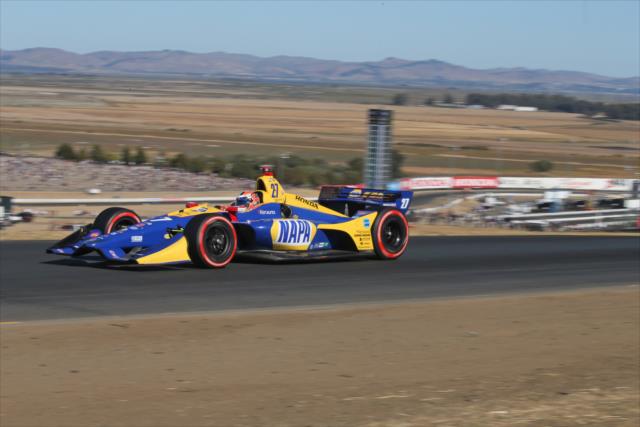 Alexander Rossi crests the hill exiting Turn 2 during the INDYCAR Grand Prix of Sonoma at Sonoma Raceway -- Photo by: Richard Dowdy