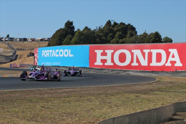 Santino Ferrucci and Jack Harvey race through Turn 10 during the INDYCAR Grand Prix of Sonoma at Sonoma Raceway -- Photo by: Richard Dowdy