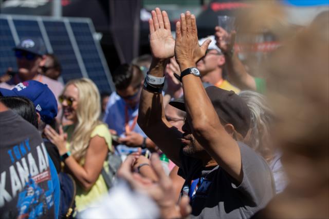 Fans gather around the stage during a Q&A session with Grand Marshal MC Hammer in the INDYCAR Fan Village at Sonoma Raceway -- Photo by: Stephen King