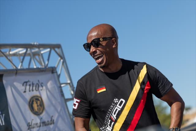 Grand Marshal MC Hammer answers a fan question during a Q&A session in the INDYCAR Fan Village at Sonoma Raceway -- Photo by: Stephen King