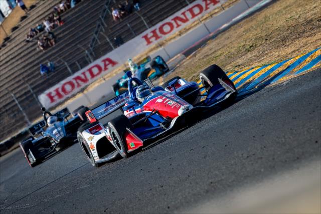 Tony Kanaan leads a group through the backstretch esses during the INDYCAR Grand Prix of Sonoma at Sonoma Raceway -- Photo by: Stephen King