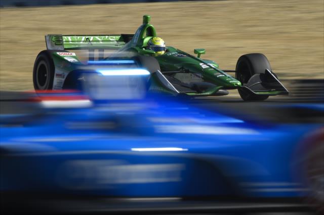 Spencer Pigot sets up for the Turn 7 hairpin during the INDYCAR Grand Prix of Sonoma at Sonoma Raceway -- Photo by: Chris Owens