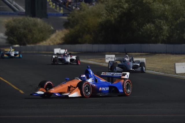 Scott Dixon dives into the Turn 7 hairpin during the INDYCAR Grand Prix of Sonoma at Sonoma Raceway -- Photo by: Chris Owens